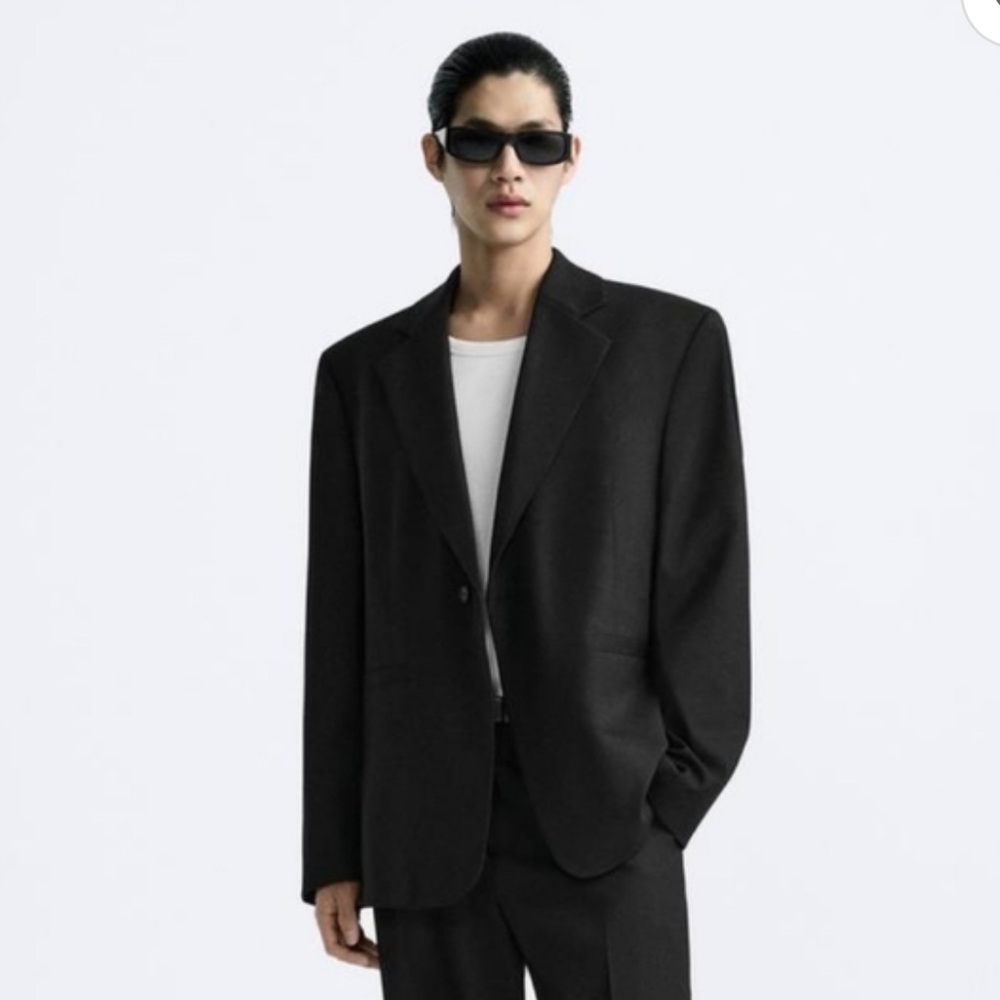 ZARA Mens Black One Button Blazer